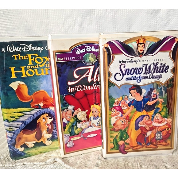 Disney Masterpiece Collection VHS Snow White Fox & Hound Alice in Wonderland - Picture 1 of 9